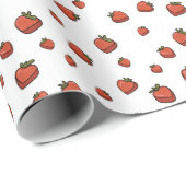 Aardbeienfruit witte achtergrond cadeaupapier (Rol Hoek)