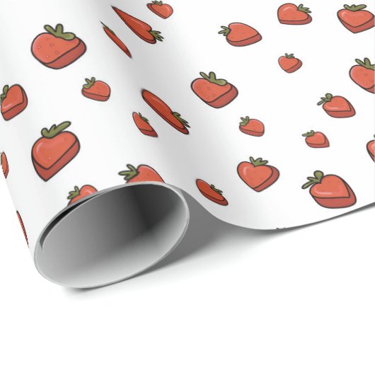 Aardbeienfruit witte achtergrond cadeaupapier (Rol Hoek)