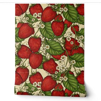 Aardbeienfruitbos - Vintage botanische keuken Behang