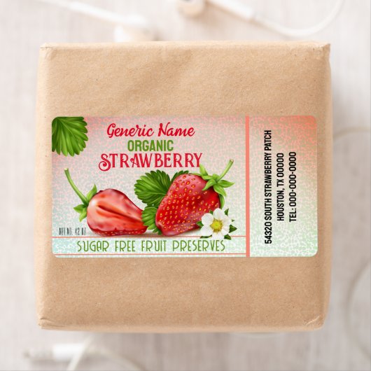 Aardbeienfruitconserven Etiket (Insitu)