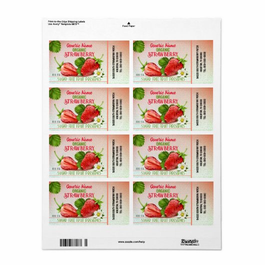 Aardbeienfruitconserven Etiket (Full Sheet)