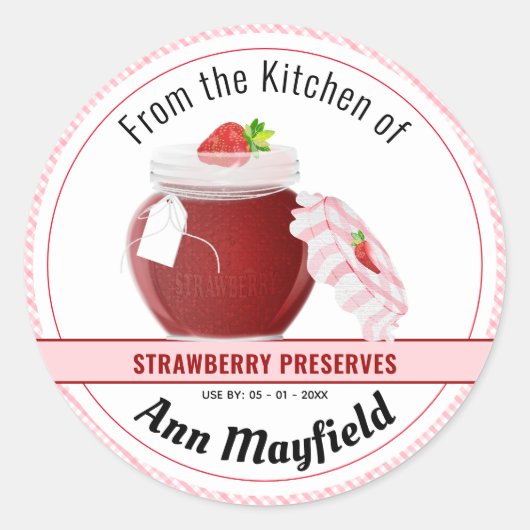 Aardbeienfruitconserven | Jam Jar Label (Voorkant)