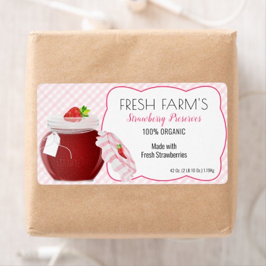 Aardbeienfruitconserven | Jar-etiket Etiket (Insitu)