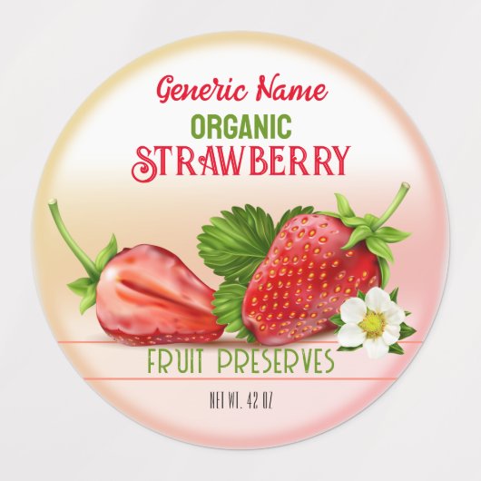 Aardbeienfruitconserven Labels (Design 1)