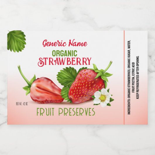 Aardbeienfruitconserven Voedselcontainer Etiket (Enkel label)