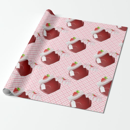 Aardbeienfruitjam Cadeaupapier (Uitgerold)