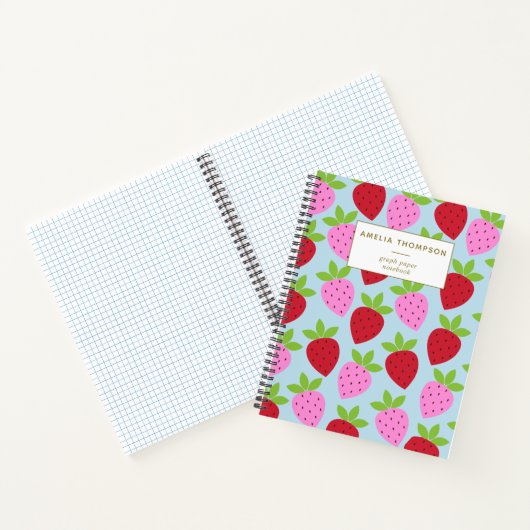 Aardbeienfruitpatroon, aangepast grafisch papier notitieboek (Binnen)