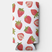 Aardbeienfruitpatroon Seltzer Blikjeskoeler (Voorkant)