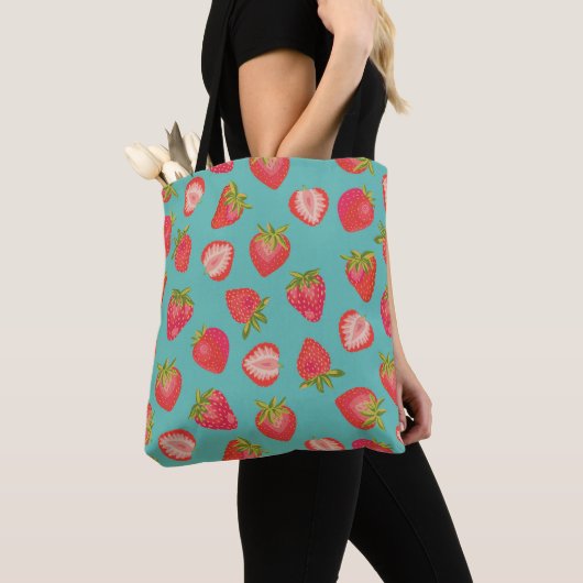 Aardbeienfruitpatroon Tote Bag (Dichtbij)