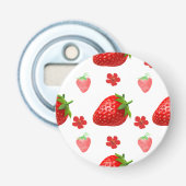 Aardbeiengelukzaligheid Button Flesopener (Voorkant)