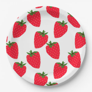 Aardbeiengelukzaligheid, vers fruitpatroon papieren bordje