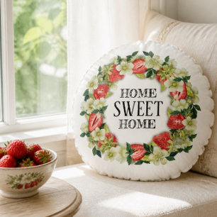 Aardbeiengrens Home Sweet Home Ronde Kussen