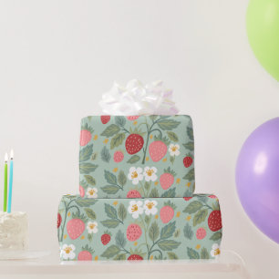 Aardbeiengrof botanisch verpakkingspapier cadeaupapier