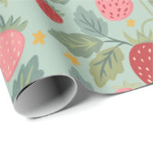 Aardbeiengrof botanisch verpakkingspapier cadeaupapier (Rol Hoek)