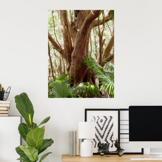 Aardbeienguaveboom en palmen poster (Thuiskantoor)