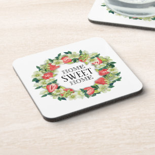 Aardbeienguirlande Home Sweet Home Onderzetter