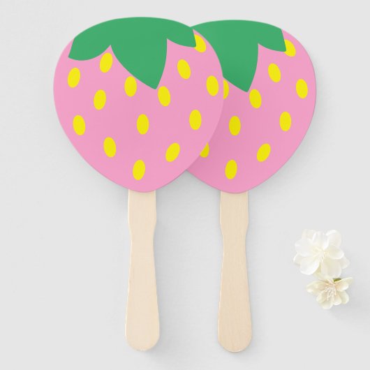 Aardbeiengunsten Handwaaier (Voorkant en achterkant)
