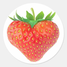 Aardbeienhart Ronde Sticker