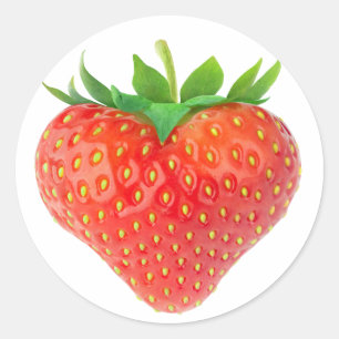Aardbeienhart Ronde Sticker