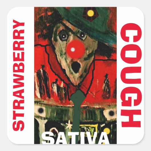 AARDBEIENHOEST SATIVA VIERKANTE STICKER (Voorkant)