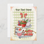 Aardbeienhuis, all-occasion, blank feestdagenkaart (Voorkant / Achterkant)