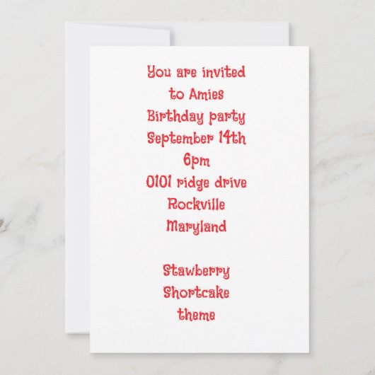 Aardbeienhuis en feestje kaart (Achterkant)