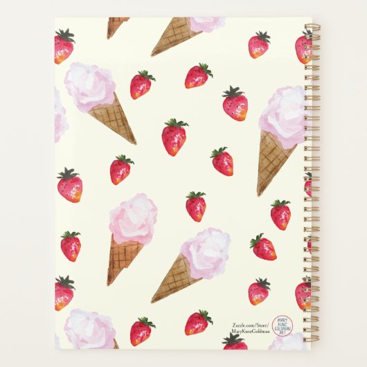 Aardbeienijs Leuke gepersonaliseerde hand-getrokke Planner (Achterkant)