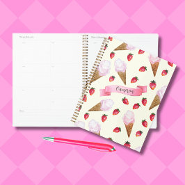 Aardbeienijs Leuke gepersonaliseerde hand-getrokke Planner
