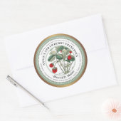  aardbeienillustratie Gold Border Jelly Ronde Sticker (Envelop)
