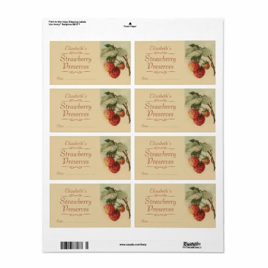 Aardbeieninbliketiket Etiket (Full Sheet)