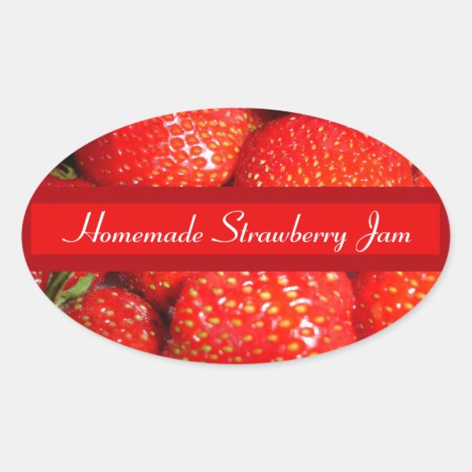 Aardbeieninbliketiket Ovale Sticker (Voorkant)