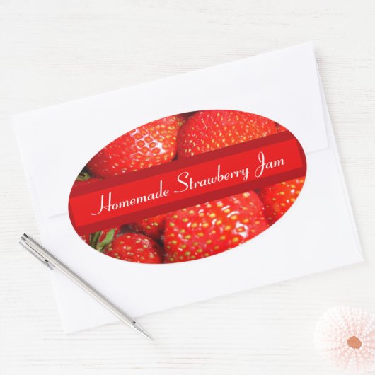 Aardbeieninbliketiket Ovale Sticker (Envelop)