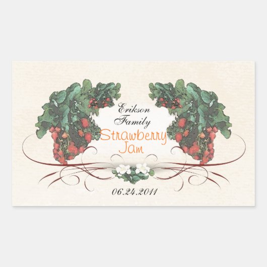 Aardbeieninbliketiket R1 Rechthoekige Sticker (Voorkant)