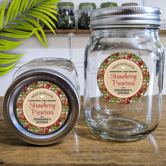 Aardbeieninblikpot Label