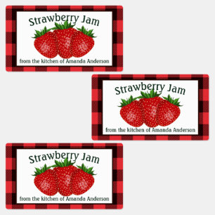 Aardbeienjam behoudt Plaid Food Label