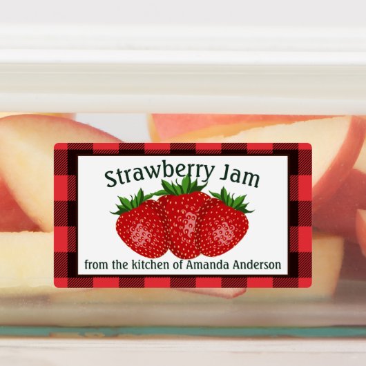 Aardbeienjam behoudt Plaid Food Label (Aangebracht)