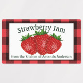 Aardbeienjam behoudt Plaid Food Label (Design 1)