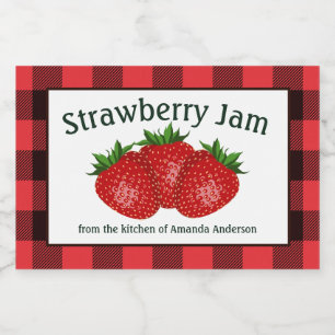 Aardbeienjam behoudt Plaid H Food Label Voedselcontainer Etiket