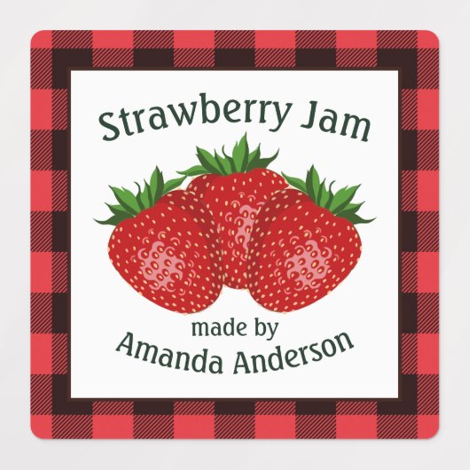 Aardbeienjam behoudt Plaid S Food Label (Design 1)