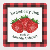 Aardbeienjam behoudt Plaid S Food Label (Design 2)