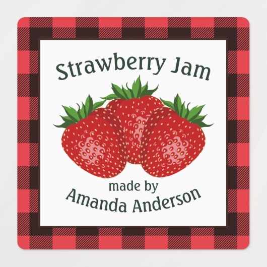 Aardbeienjam behoudt Plaid S Food Label (Design 2)