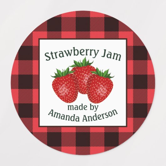 Aardbeienjam bewaart Plaid C Eten Label (Design 2)
