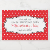 Aardbeienjam bewaart polka bloem label voedselcontainer etiket (Enkel label)