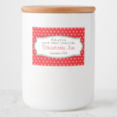 Aardbeienjam bewaart polka bloem label voedselcontainer etiket (Voorkant)