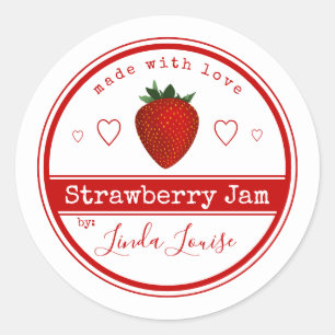 aardbeienjam etiketten klassieke ronde sticker
