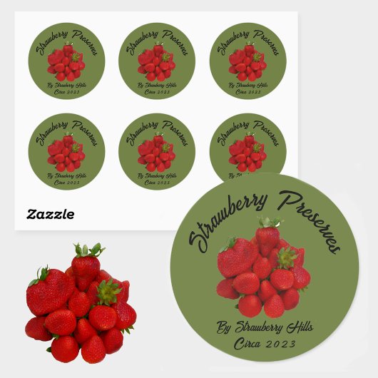 Aardbeienjam Fotografie Groen Inblikken Ronde Sticker
