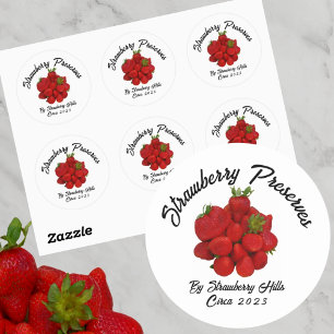 Aardbeienjam Fotografie Voedsel Inblikken Ronde Sticker