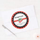 Aardbeienjam Gemaakt Met Liefde Rustiek Modern Roo Ronde Sticker (Envelop)