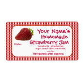 Aardbeienjam inblikpot etiketten gepersonaliseerd (Voorkant)