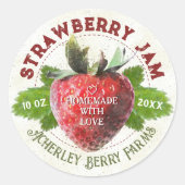 Aardbeienjam Jar Fruit Conserven Gepersonaliseerd Ronde Sticker (Voorkant)